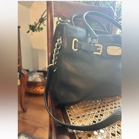 Michael Kors Hamilton Satchel Tote Bag Dark Brown Pebbled Leather Top Handle - Picture 2 of 11